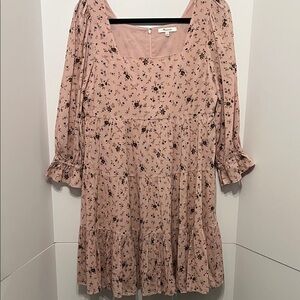 Madewell Floral Long Sleeve Dress in Blush
